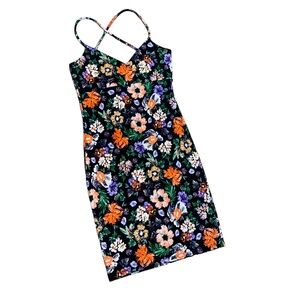 Summer dress mini floral cross back